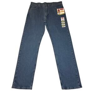 Wrangler Mens Jeans Five Star Regular Fit Flex Size 38x32 Medium Wash Denim